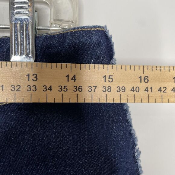 Rave Skirt Jumiors 15 Blue Denim Lace-Up Raw Hem Slit Midi Jean Y2K Vintage - Picture 8 of 9